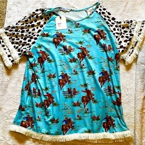 Cellabie Western Theme Fringe Top